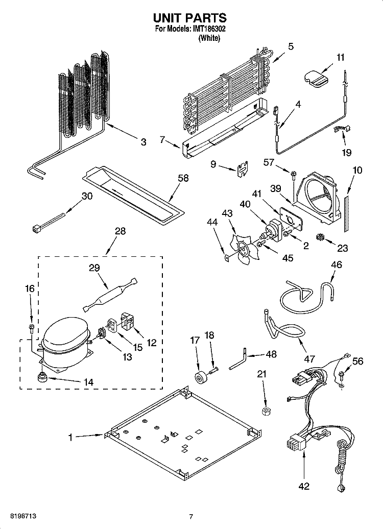 UNIT PARTS Diagram and Parts List for IMT186302  Inglis Refrigerator