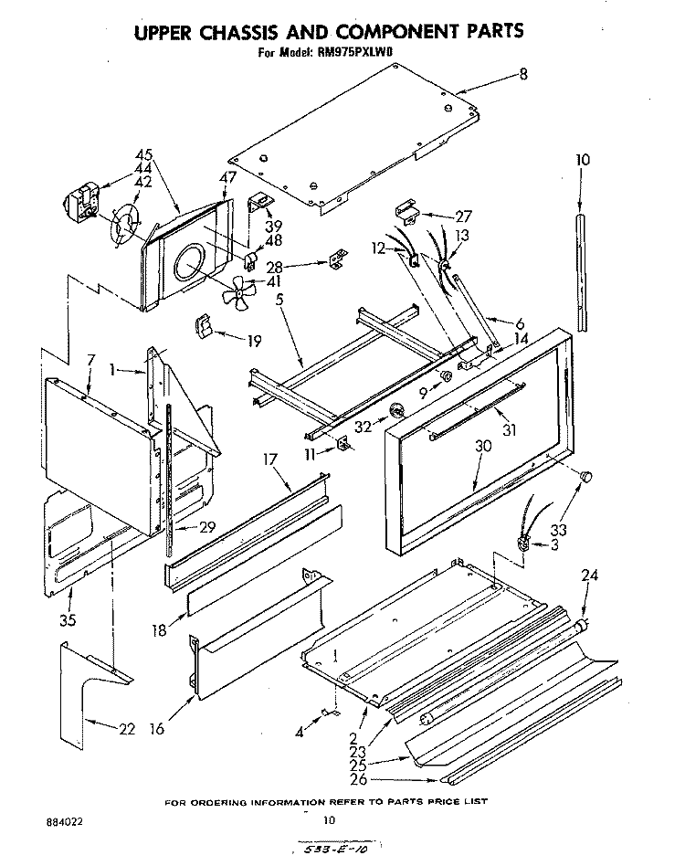 UPPER CHASSIS AND COMPONENT Diagram and Parts List for RM975PXLW0  Whirlpool Microwave Oven Combo