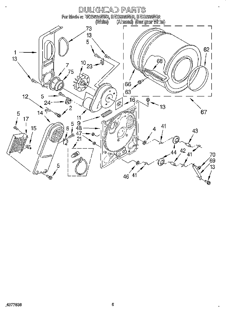 SECTION Diagram and Parts List for REX5635EQ2  Roper Dryer