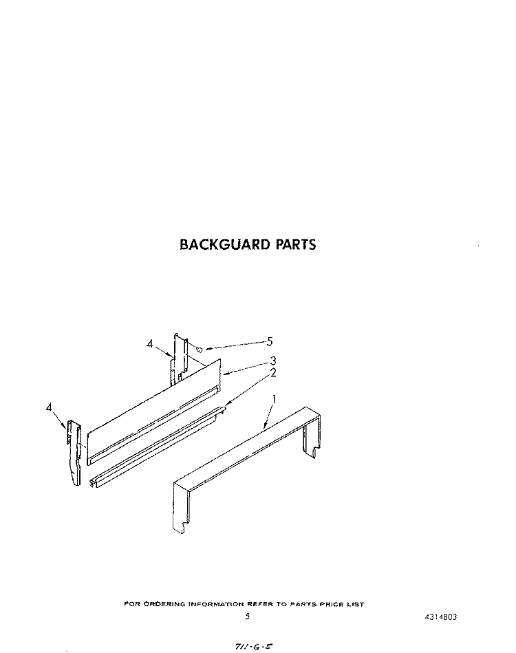 BACKGUARD Diagram and Parts List for SF0140SRW1  Whirlpool Range