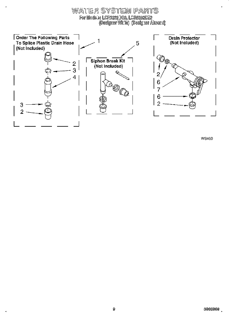 WATER SYSTEM Diagram and Parts List for LCR5232DQ3  Whirlpool Washer
