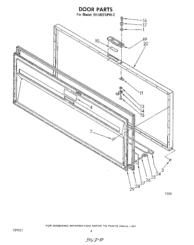 SECTION Diagram and Parts List for EH18EFXPW2  Whirlpool Freezer