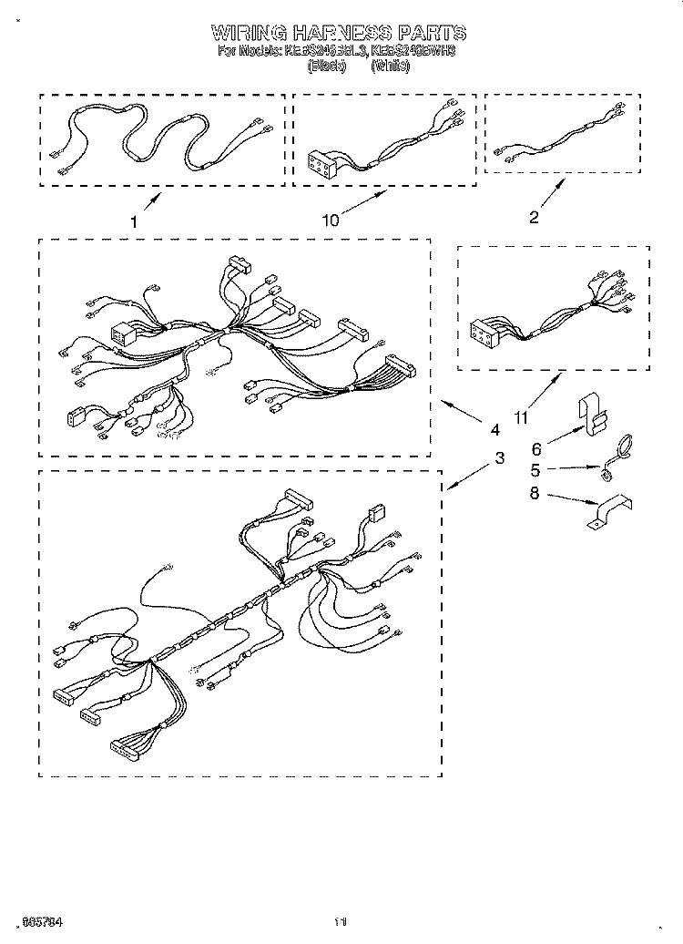 WIRING HARNESS Diagram and Parts List for KEBS246BBL3  KitchenAid Wall Oven