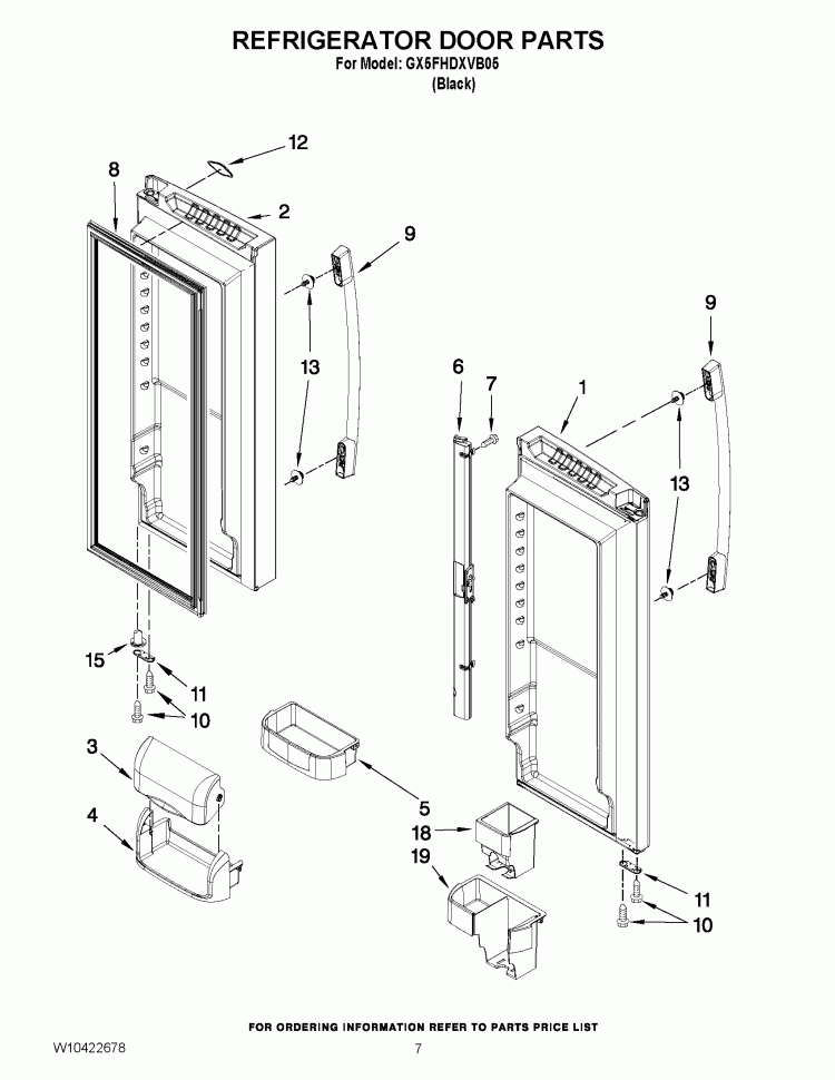 REFRIGERATOR DOOR PARTS Diagram and Parts List for GX5FHDXVB05  Whirlpool Refrigerator