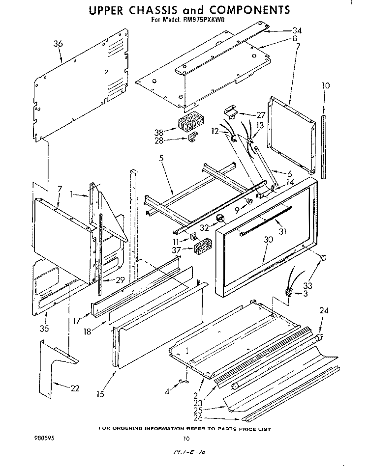 UPPER CHASSIS Diagram and Parts List for RM975PXKW0  Whirlpool Microwave Oven Combo