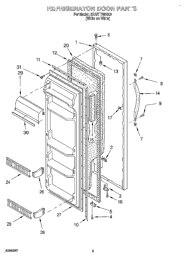 REFRIGERATOR DOOR Diagram and Parts List for 3XART705G00  Whirlpool Refrigerator
