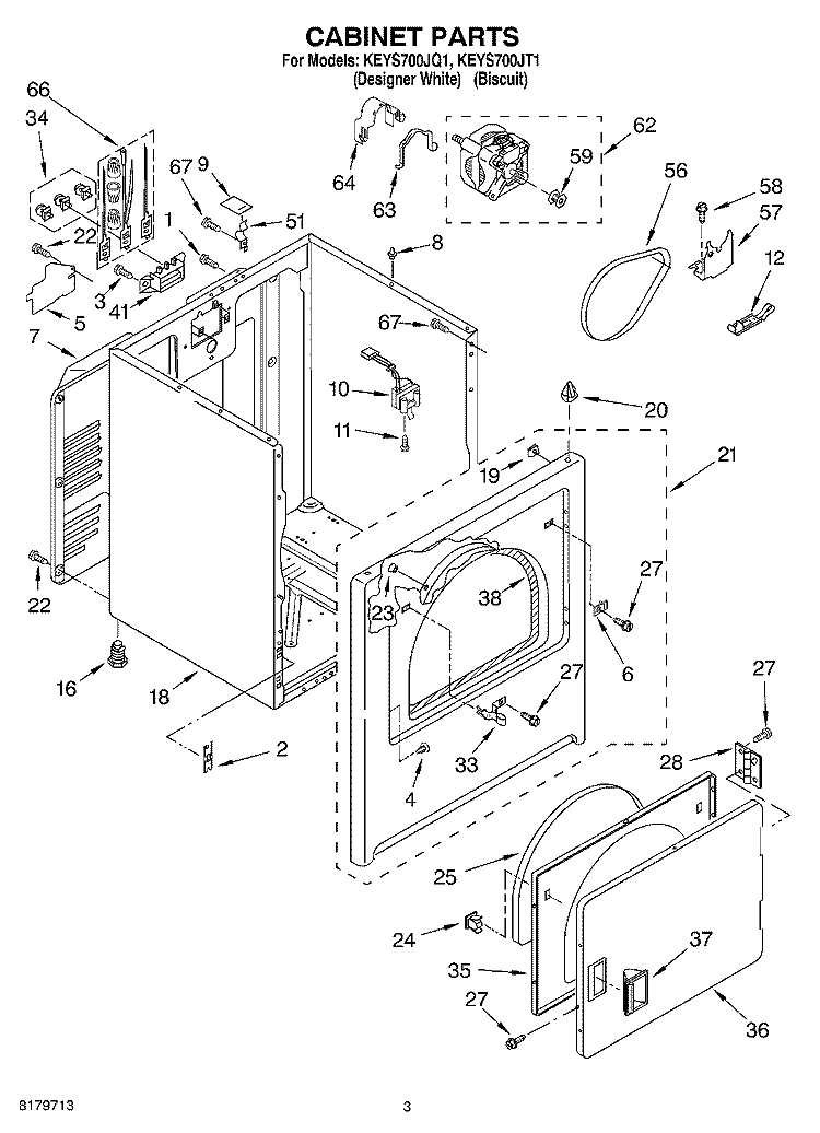 SECTION Diagram and Parts List for KEYS700JQ1  KitchenAid Dryer