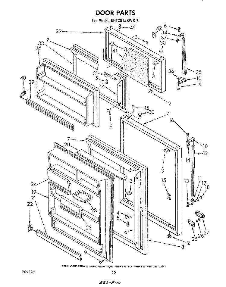 DOOR, NOT ILLUSTRATED Diagram and Parts List for EHT201ZKWR7  Whirlpool Refrigerator