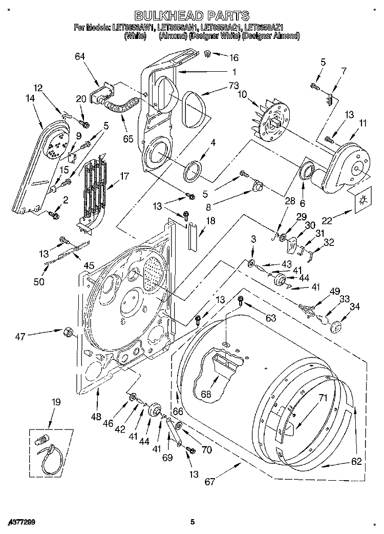 SECTION Diagram and Parts List for LET8858AN1  Whirlpool Dryer