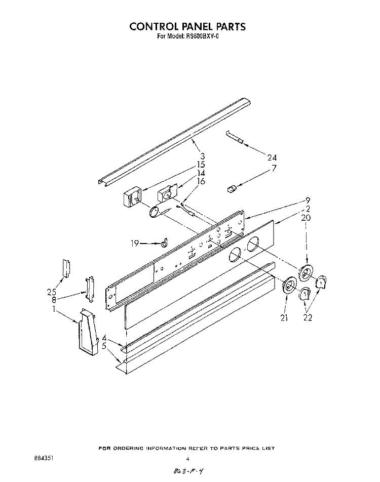 CONTROL PANEL , LIT/OPTIONAL Diagram and Parts List for RS600BXV0  Whirlpool Range