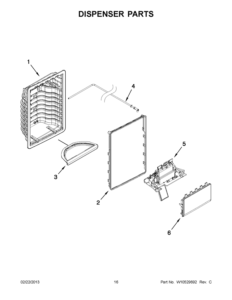 DISPENSE Diagram and Parts List for WRS537SIAF00  Whirlpool Refrigerator