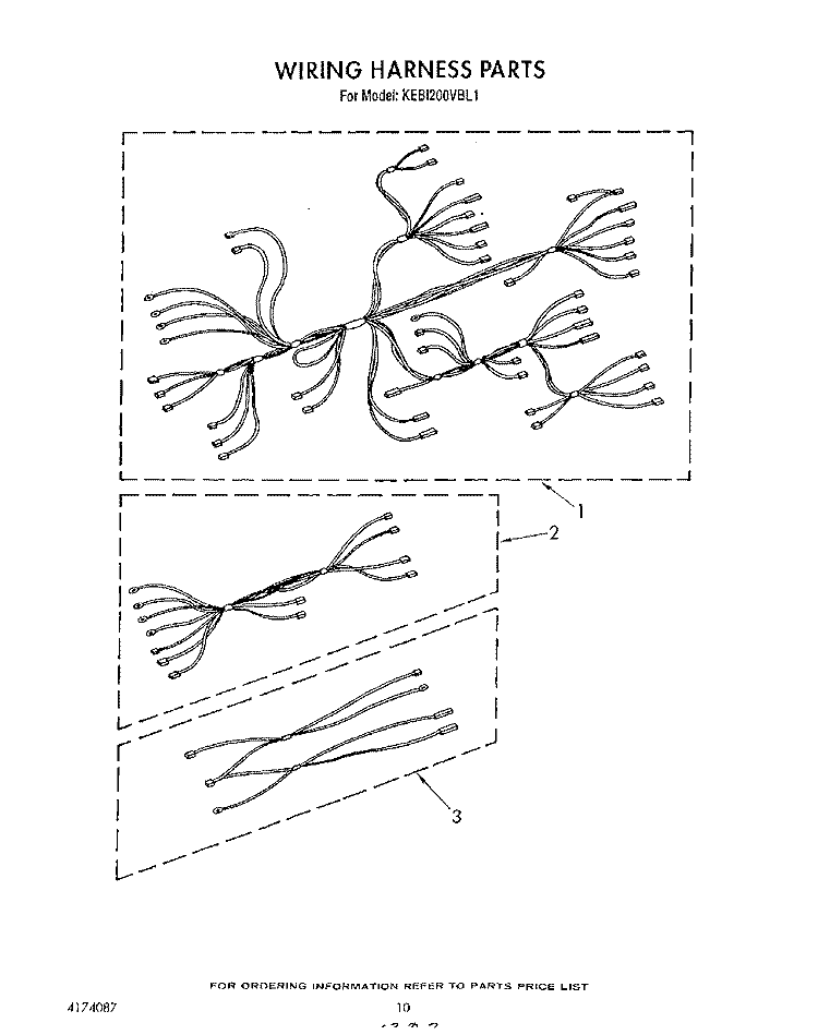 WIRING HARNESS Diagram and Parts List for KEBI200VBL1  KitchenAid Wall Oven