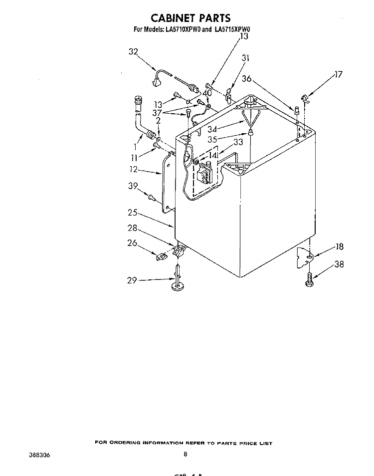 CABINET Diagram and Parts List for LA5715XPW0  Whirlpool Washer