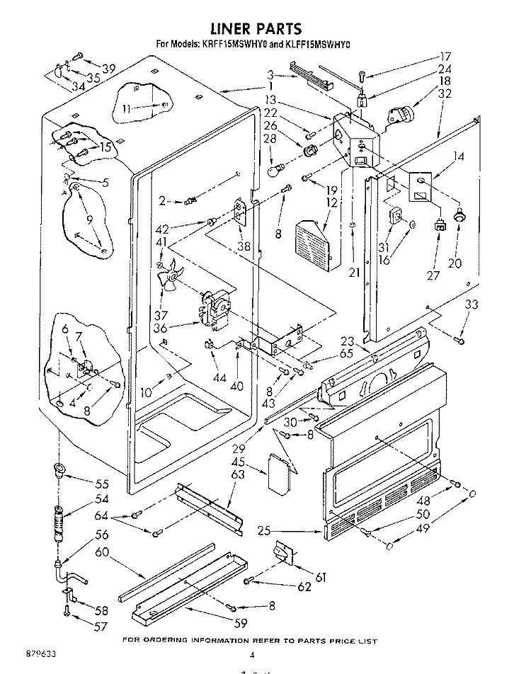 LINER , LIT/OPTIONAL Diagram and Parts List for KLFF15MSWHY0  KitchenAid Freezer