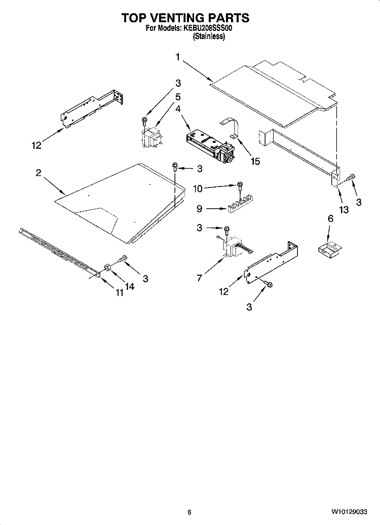 TOP VENTING PARTS, OPTIONAL PARTS Diagram and Parts List for KEBU208SSS00  KitchenAid Wall Oven