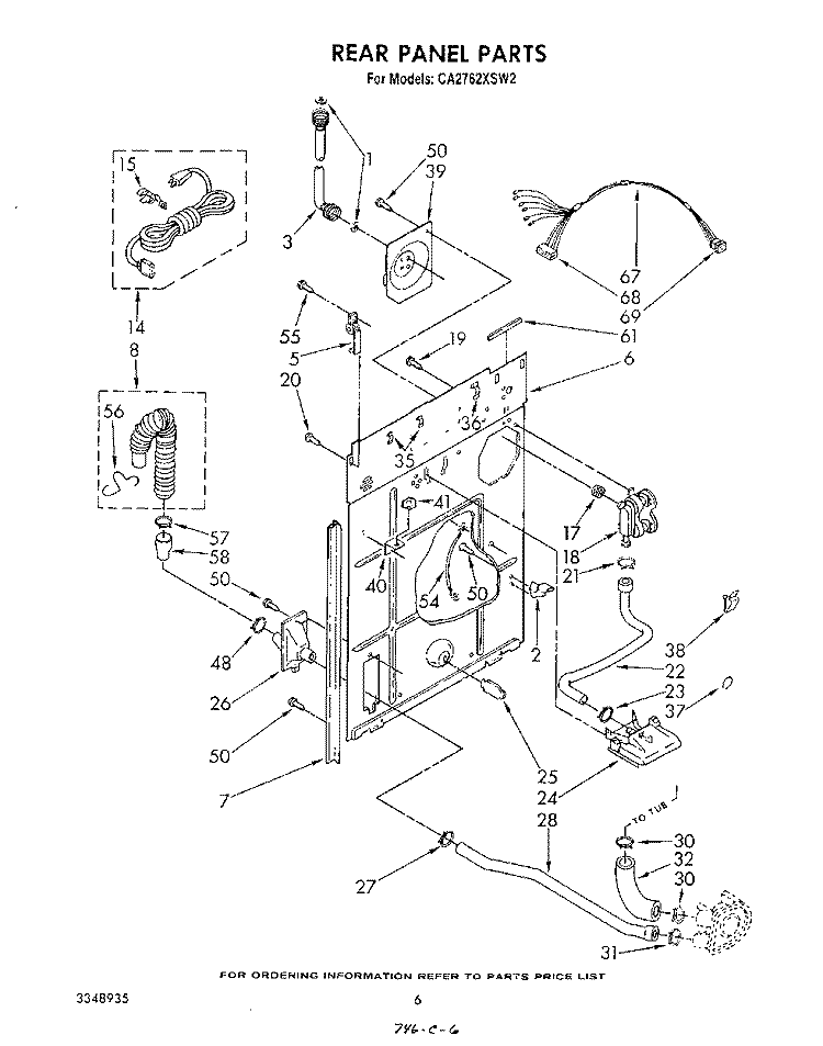REAR PANEL Diagram and Parts List for CA2762XSW2  Whirlpool Washer