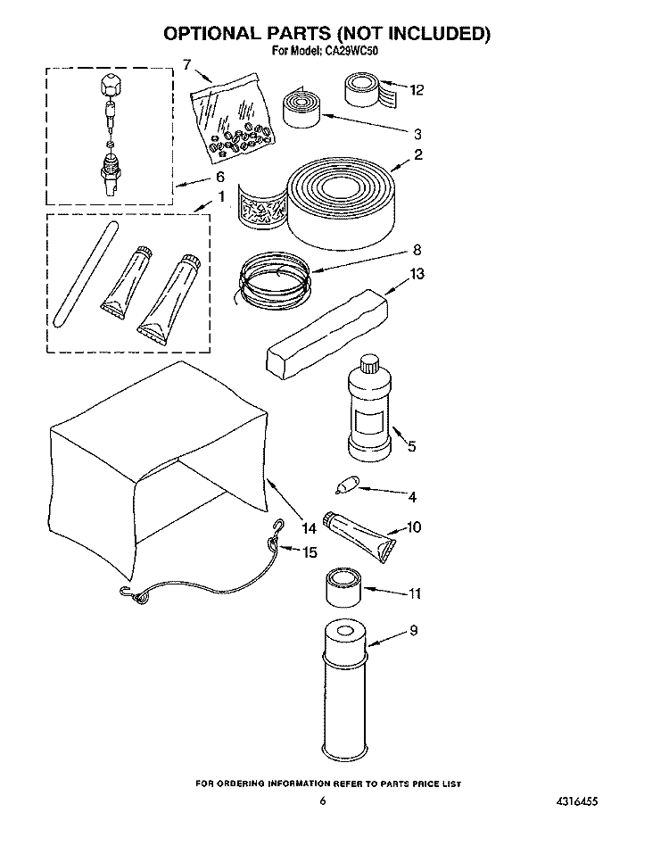 OPTIONAL Diagram and Parts List for CA29WC50  Whirlpool Air Conditioner