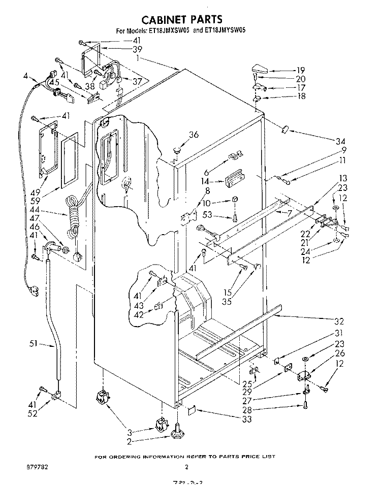 CABINET Diagram and Parts List for ET18JMXSW05  Whirlpool Refrigerator