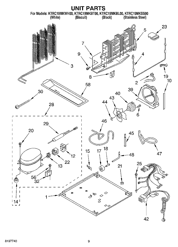 UNIT Diagram and Parts List for KTRC19MKSS00  KitchenAid Refrigerator