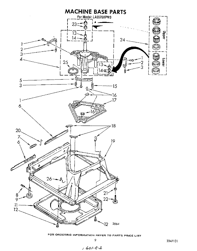 MACHINE BASE Diagram and Parts List for LA5570XPW3  Whirlpool Washer