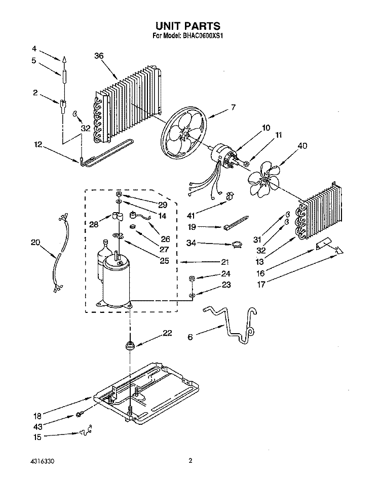 UNIT, LIT/OPTIONAL Diagram and Parts List for BHAC0600XS1  Whirlpool Air Conditioner