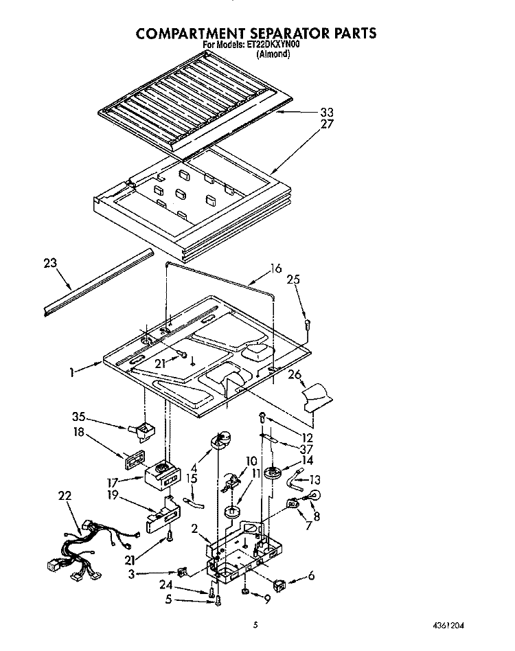 COMPARTMENT SEPARATOR Diagram and Parts List for ET22DKXYN00  Whirlpool Refrigerator