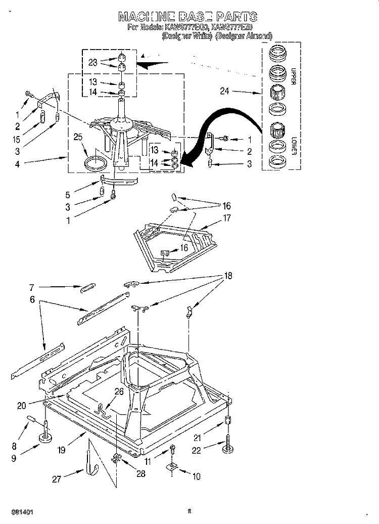 MACHINE BASE Diagram and Parts List for KAWS777EQ0  KitchenAid Washer