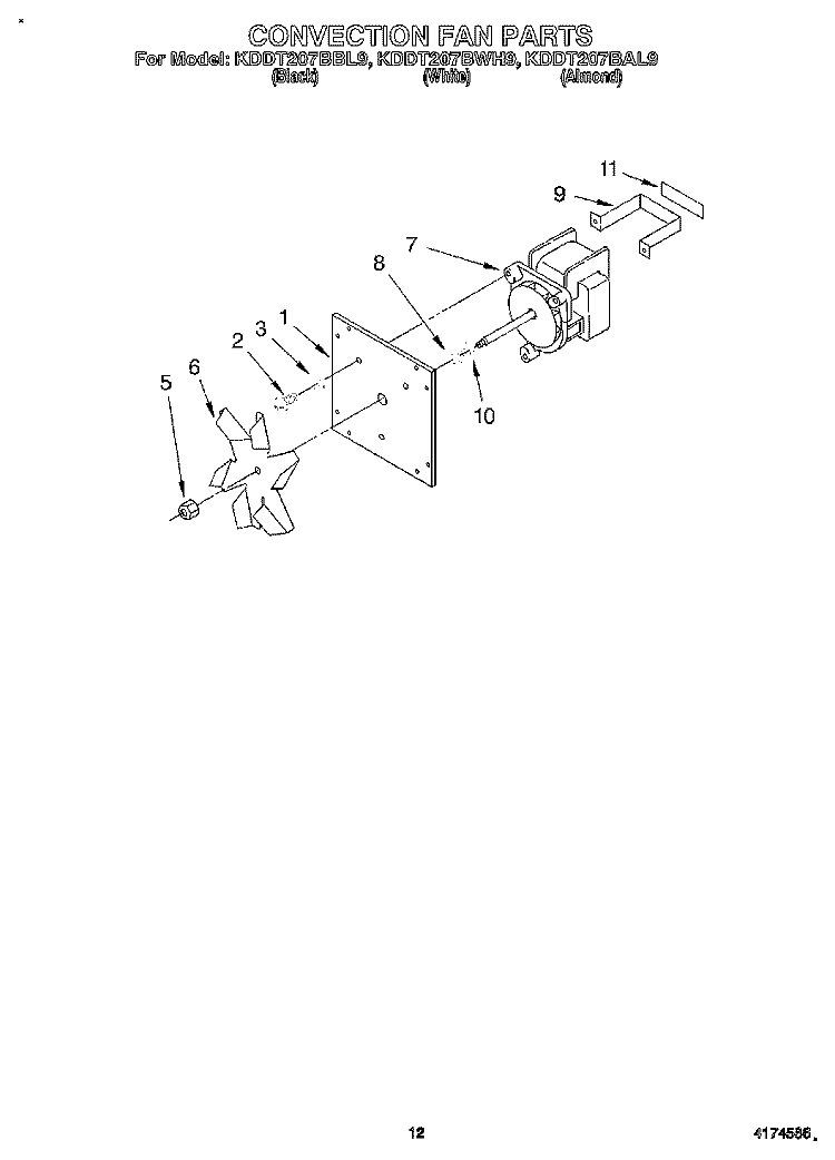 CONVECTION FAN Diagram and Parts List for KDDT207BAL9  KitchenAid Range