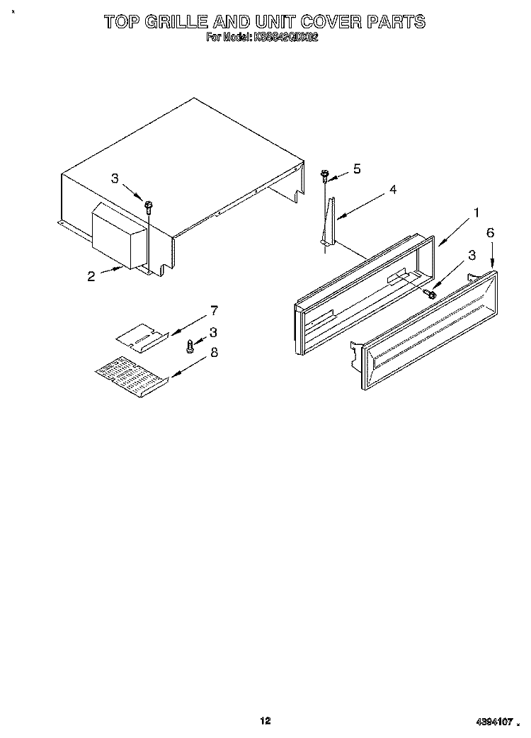 TOP GRILLE AND UNIT COVER Diagram and Parts List for KSSS42QDX02  KitchenAid Refrigerator