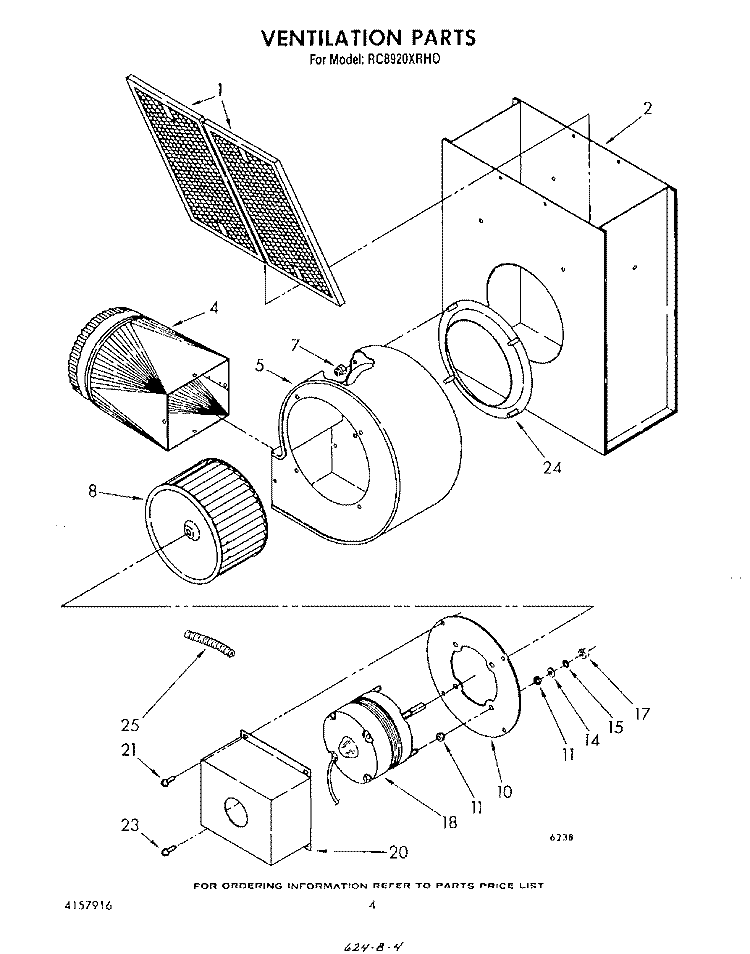 VENTILATION Diagram and Parts List for RC8920XRH0  Whirlpool Cooktop