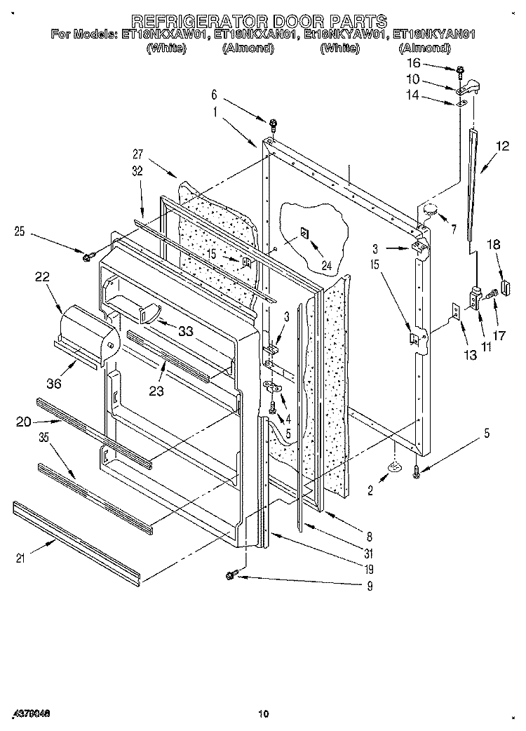 REFRIGERATOR DOOR, LIT/OPTIONAL Diagram and Parts List for ET18NKXAN01  Whirlpool Refrigerator