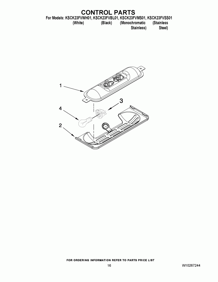 CONTROL PARTS Diagram and Parts List for KSCK23FVMS01  KitchenAid Refrigerator