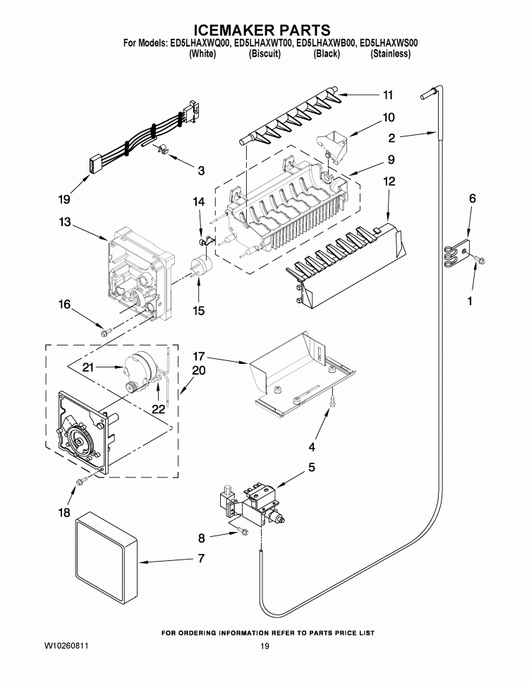 ICEMAKER PARTS Diagram and Parts List for ED5LHAXWB00  Whirlpool Refrigerator