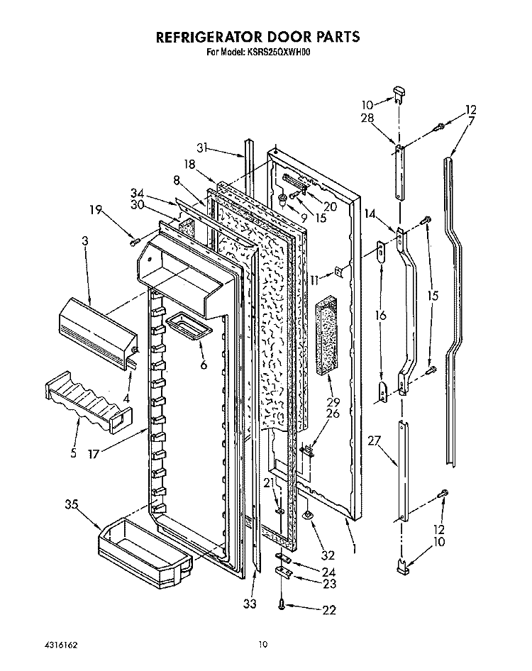 REFRIGERATOR DOOR Diagram and Parts List for KSRS25QXAL00  KitchenAid Refrigerator