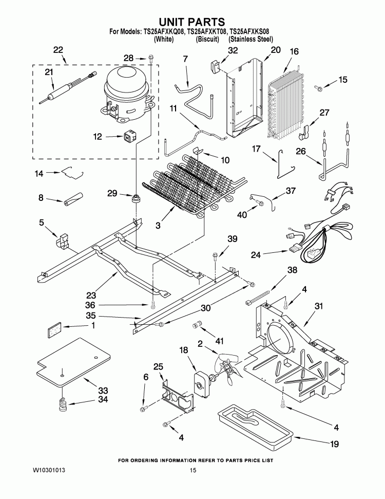 UNIT PARTS Diagram and Parts List for TS25AFXKT08  Estate Refrigerator