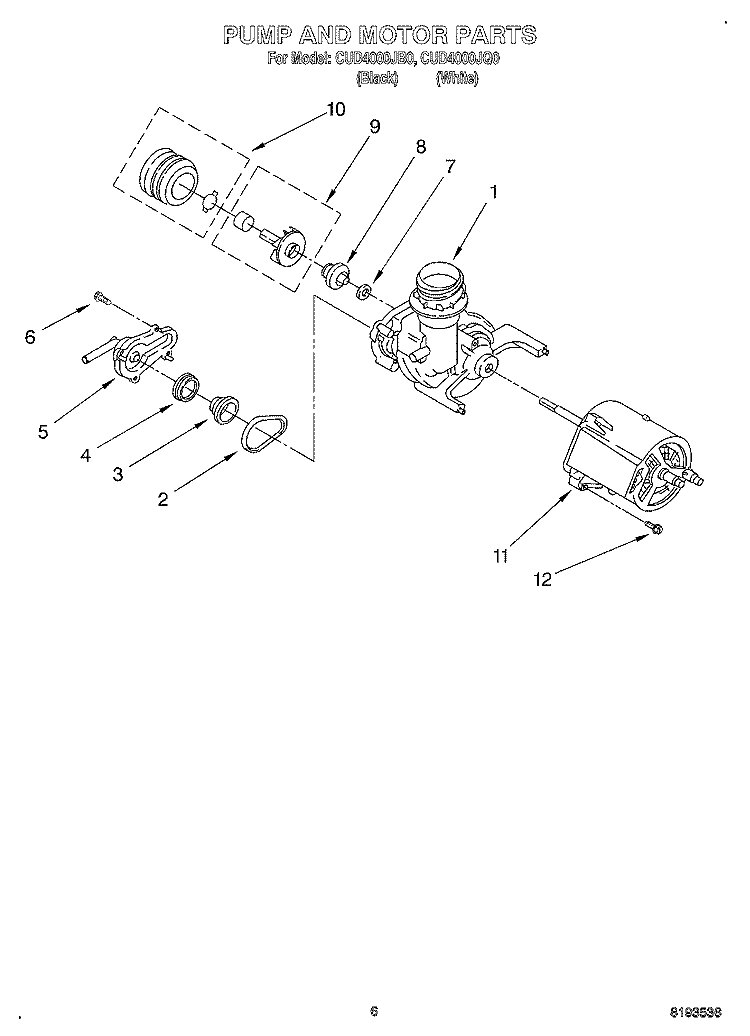PUMP AND MOTOR Diagram and Parts List for CUD4000JQ0  Crosley Dishwasher
