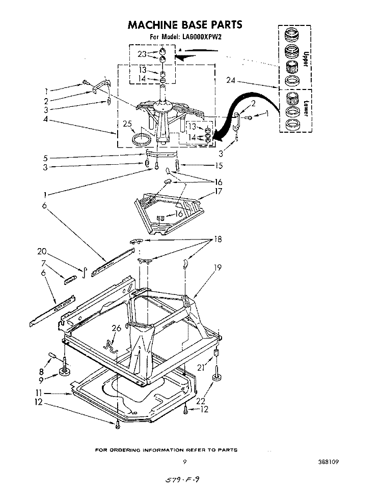 MACHINE BASE Diagram and Parts List for LA6000XPW2  Whirlpool Washer