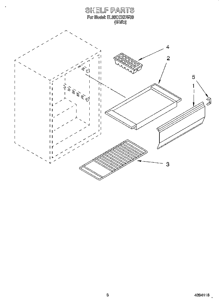 SHELF Diagram and Parts List for EL03CCXDW00  Whirlpool Refrigerator