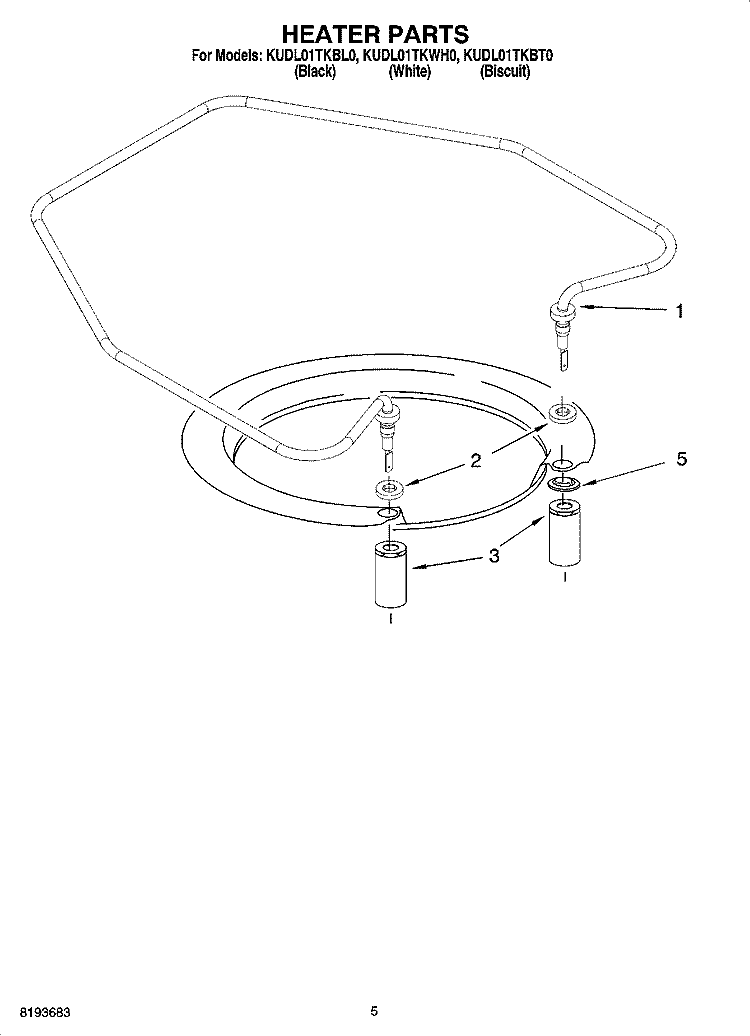 HEATER PARTS Diagram and Parts List for KUDL01TKBL0  KitchenAid Dishwasher