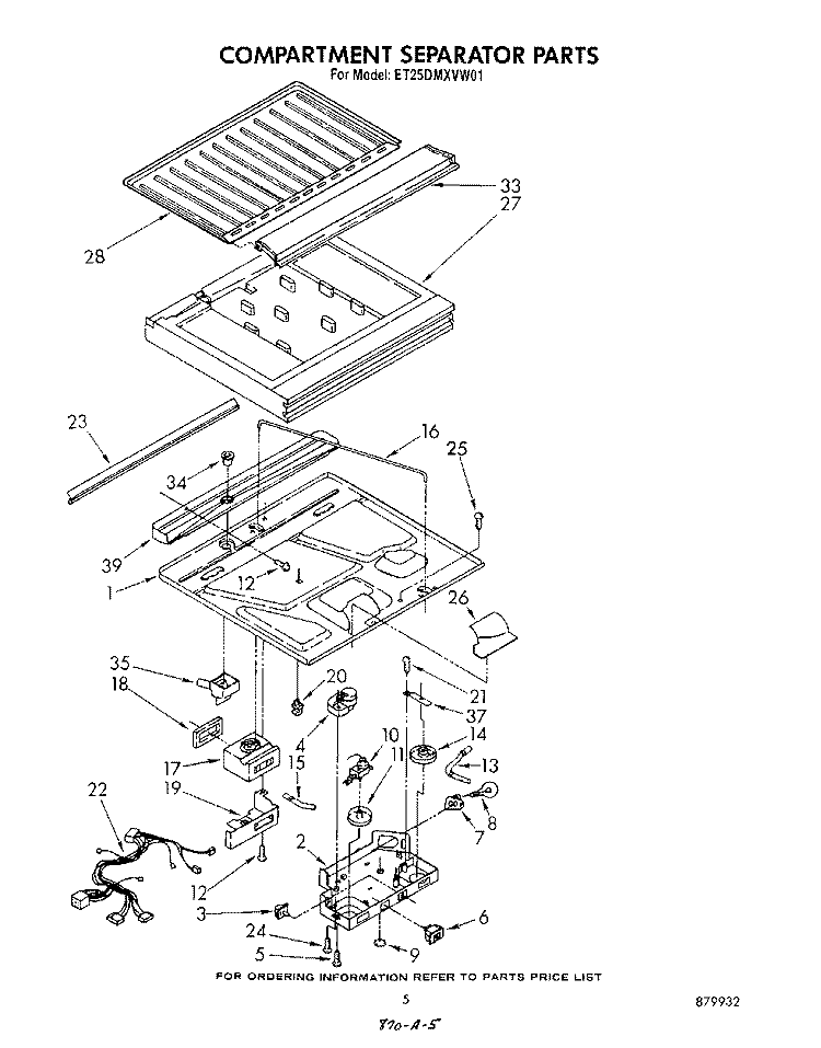 COMPARTMENT SEPARATOR Diagram and Parts List for ET25DMXVM01  Whirlpool Refrigerator
