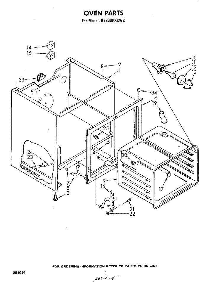 OVEN Diagram and Parts List for RE960PXKW2  Whirlpool Range
