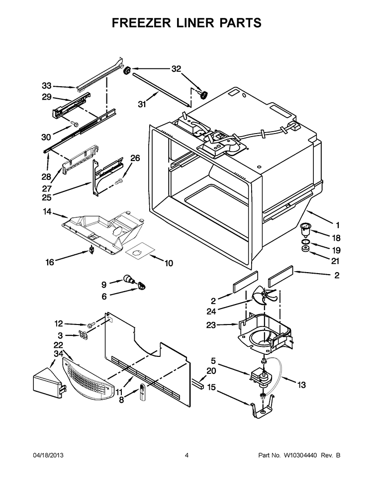 FREEZER LINER PARTS Diagram and Parts List for GX5FHDXVY03  Whirlpool Refrigerator