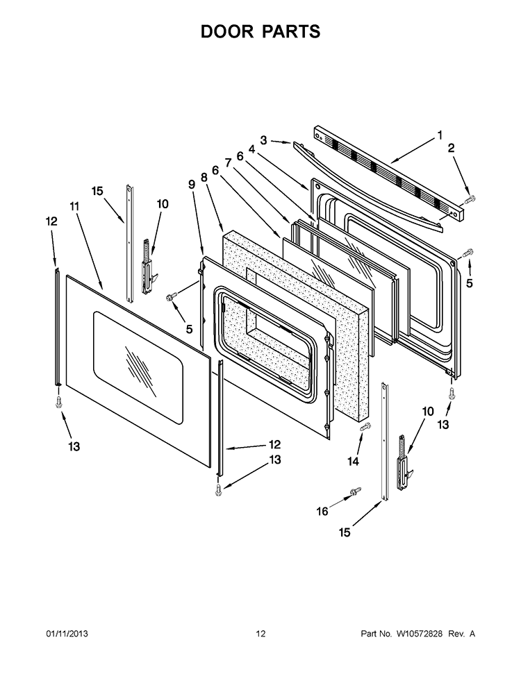 DOOR PARTS Diagram and Parts List for IGS426AS0  Inglis Range