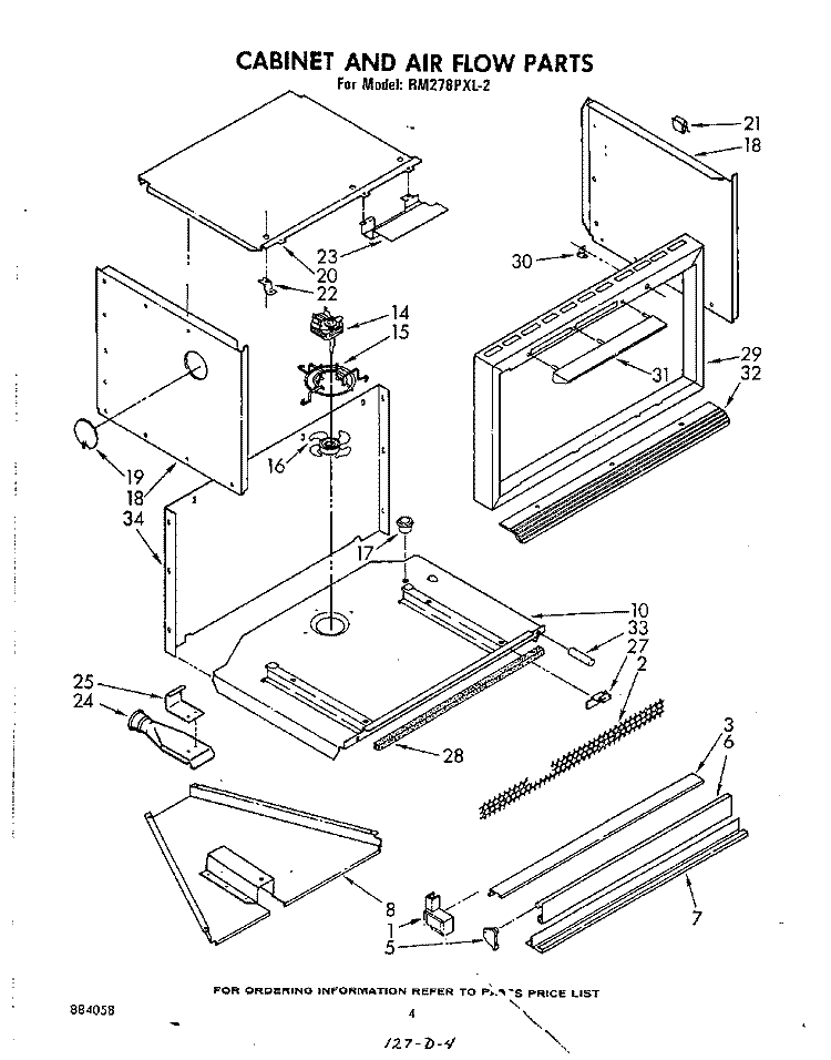 CABINET AND AIR FLOW Diagram and Parts List for RM278PXL2  Whirlpool Microwave Oven Combo