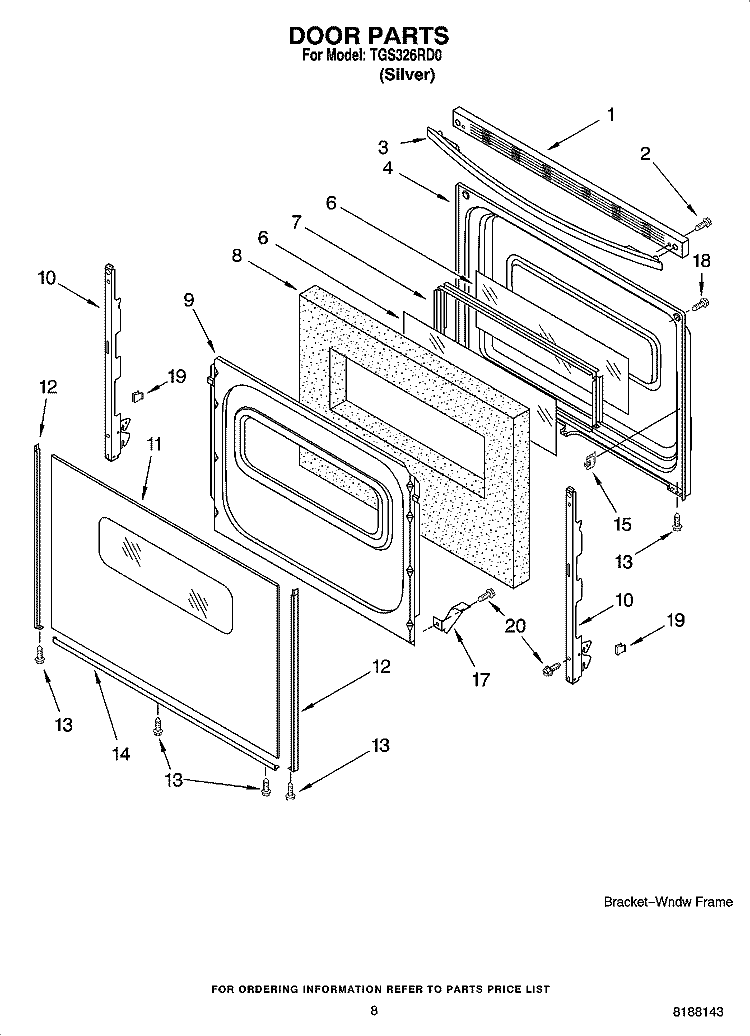 DOOR PARTS, OPTIONAL PARTS Diagram and Parts List for TGS326RD0  Estate Range
