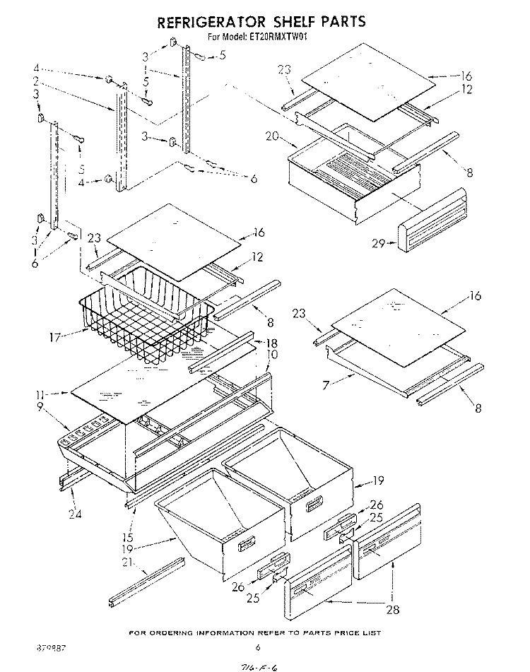 REFRIGERATOR SHELF Diagram and Parts List for ET20RMXTF01  Whirlpool Refrigerator