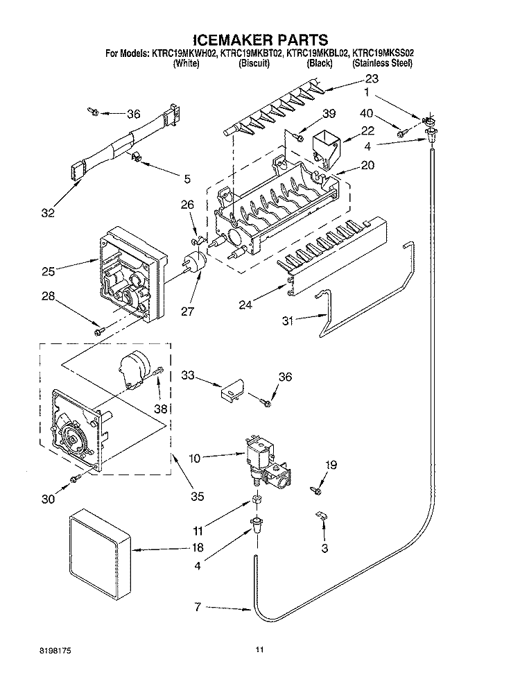 ICE MAKER Diagram and Parts List for KTRC19MKSS02  KitchenAid Refrigerator
