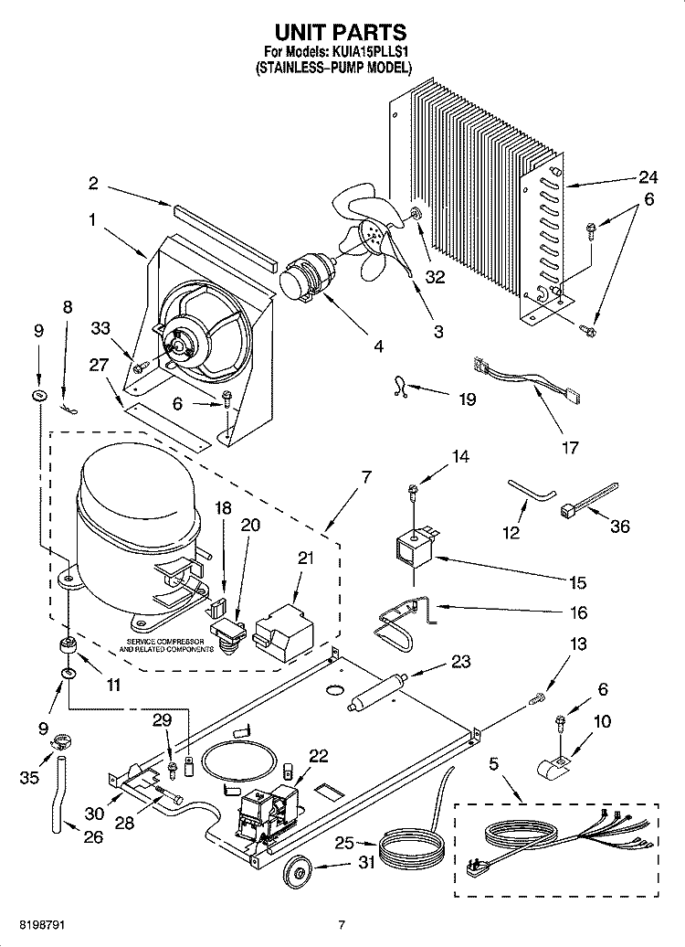 UNIT PARTS Diagram and Parts List for KUIA15PLLS1  KitchenAid Ice Maker