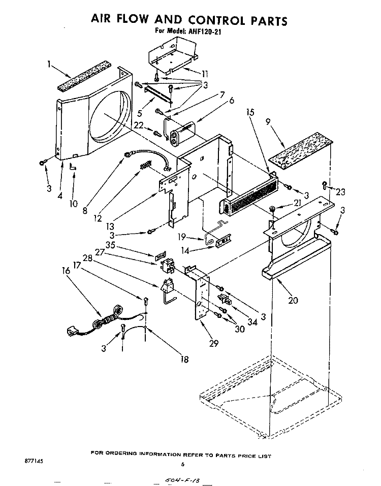 SECTION Diagram and Parts List for AHF12021  Whirlpool Air Conditioner