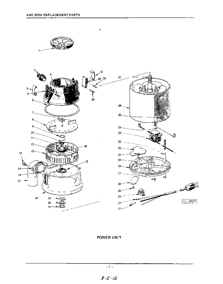 SECTION Diagram and Parts List for KWC200A  KitchenAid Food Waste Disposer